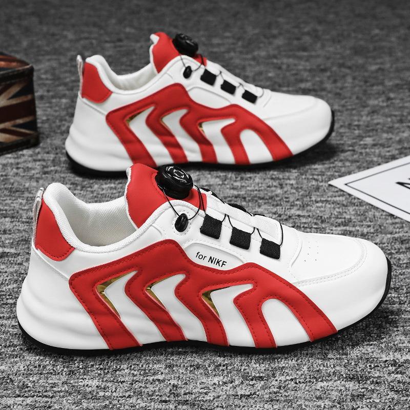 Mens Sneakers with Rotating Buckle 2024 New Comfy Non Slip Lace Up Durable Shoes for Mens Outdoor Activities Vulcanized Shoes