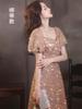 Annual Meeting Dress 1011 Summer New Sequined Evening Dress Niche Celebrity Annual Meeting Host Performance Dress Bridal Respect