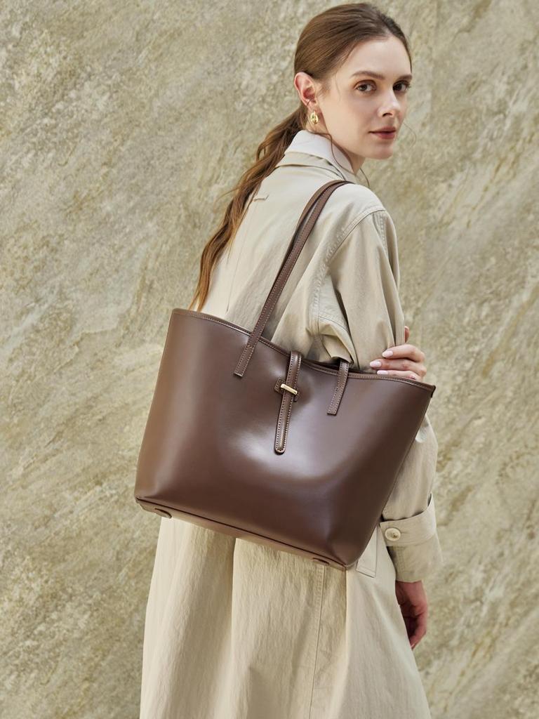 Genuine Leather Large Capacity Tote - Luxury Casual Shoulder Bag for Women & Mothers
