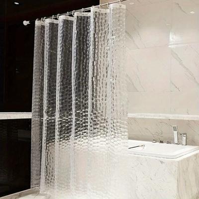 PEVA Shower Curtain Waterproof Plastic Clear Bath Curtains Transparent Bathroom Curtains with Hooks