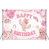 Mocsicka Pink Western Cowgirl Happy Birthday Photography Backdrop Cactus Cowboy Boots Background Cloth Girls Party Photo Booth