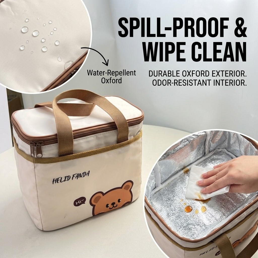 Large Capacity Insulated Lunch Box Bag Outdoor Portable Waterproof Storage Bag With Handle Cartoon Food Container Thermal Bag