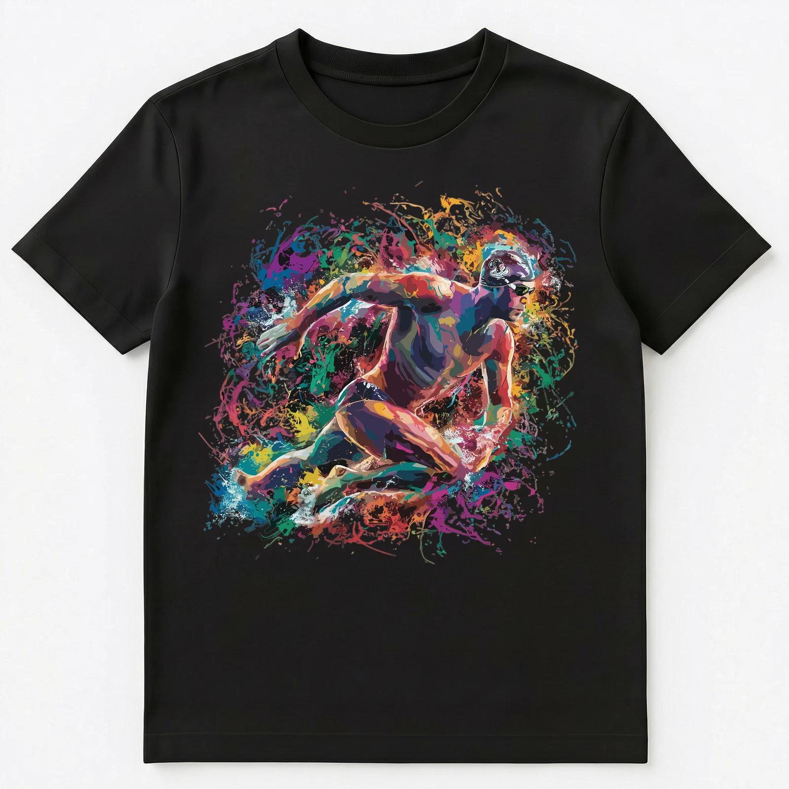 Colorful Paint Splash Triathlon Art Graphic Unisex T-Shirt 3XL