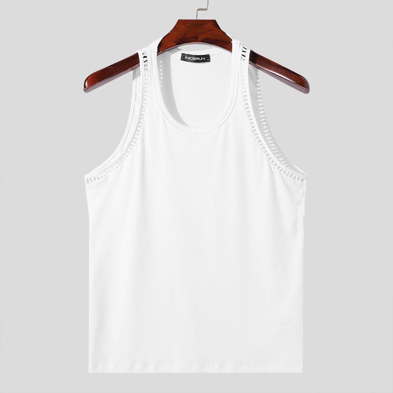 

INCERUN Мужская майка без рукавов с круглым вырезом для фитнеса и тренировок в спортзале 3XL белый