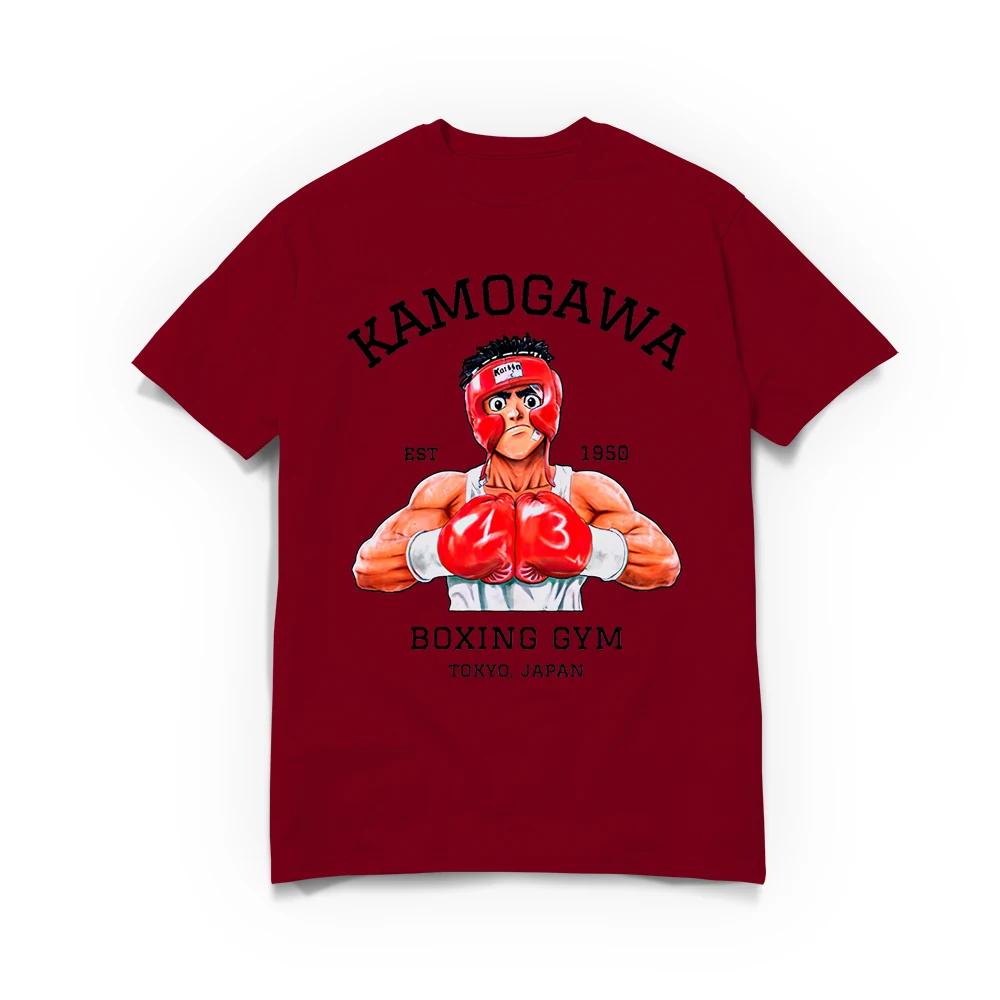 Men T-Shirt Anime Hajime No Ippo Kamogawa Boxing Gym Cotton Oversized Summer Loose Tops Tees Fashion Round Neck Short Sleeve