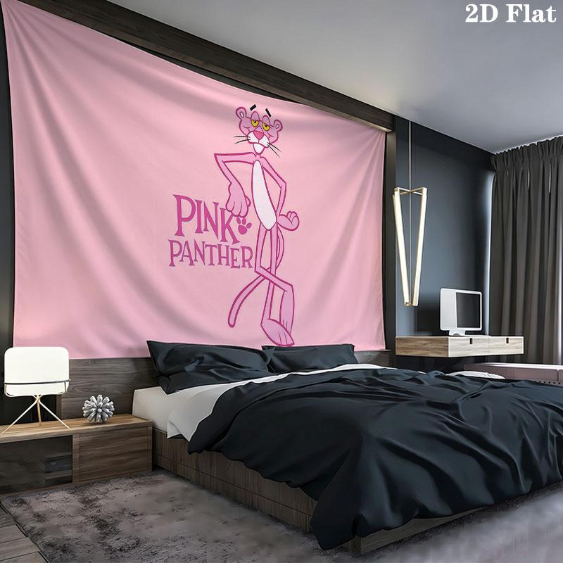 Růžový panter Nástěnná tapiserie, estetická tištěná látková přikrývka, vhodná do ložnice, obývacího pokoje a pro domácí dekoraci.