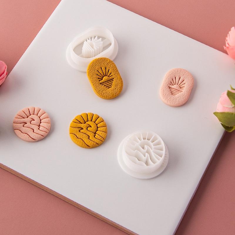 Sunset By The Sea Polymer Clay Cutters Diy Embbossed Making Pottery Clay Earrings Jewelry Pendant Tools