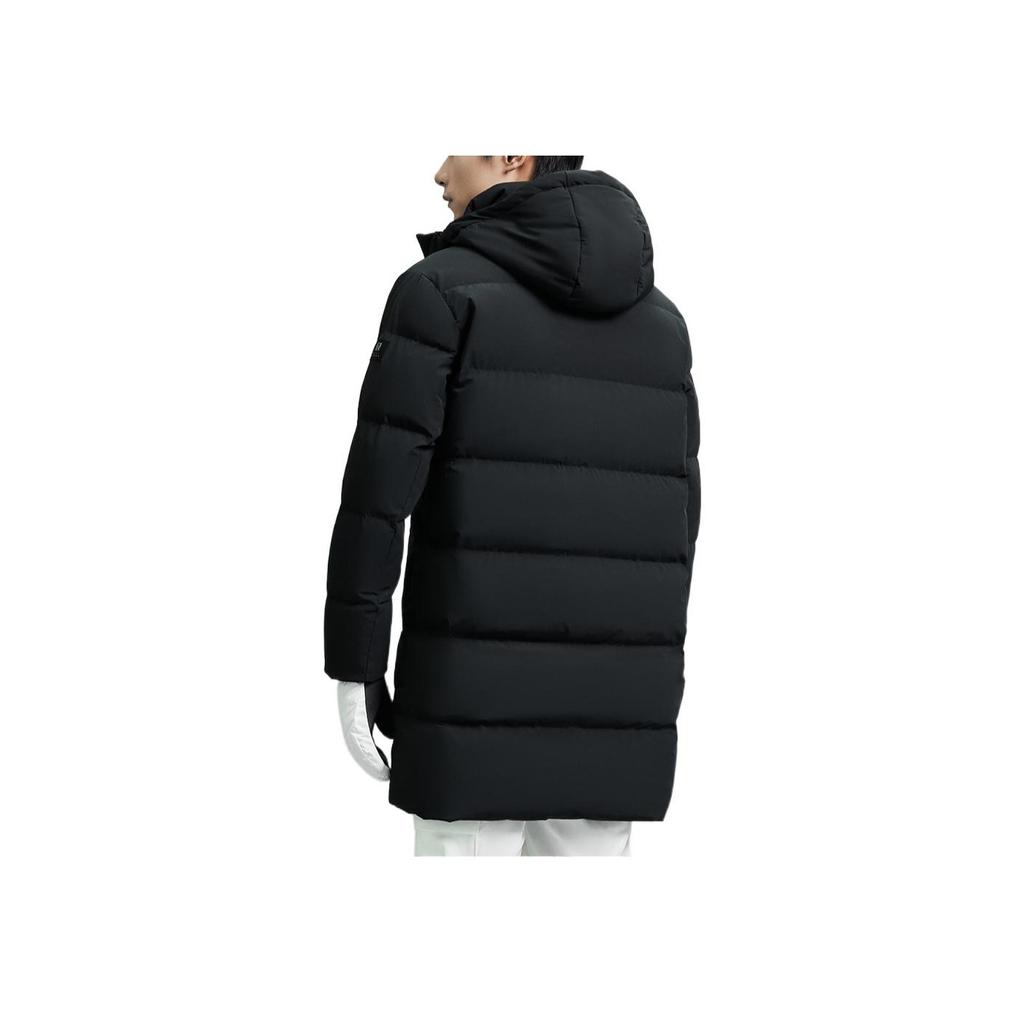 Anta Thickened Warm Mid-Length Down Jacket With Print Logo And Zipper Hood Men Outerwear Black 152317901-2