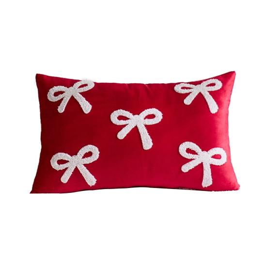 Throw Pillowcase Velvet Soft Decorative Cover Bow Pattern Multiple Sizes Cushion Case Sofa Bedroom Chair