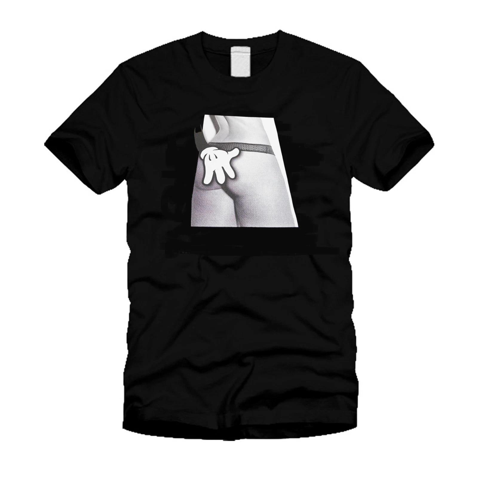 

Mickey Cartoon Hands On A Woman s Butt Funny Rude College Humor Black T-Shirt S