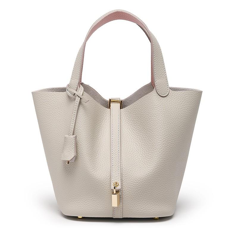 Women's High-Quality Genuine Leather Bucket Bag - Exquisite Cowhide Handbag