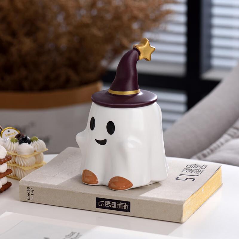 Halloween Winking Elf Ceramic Mug with Lid