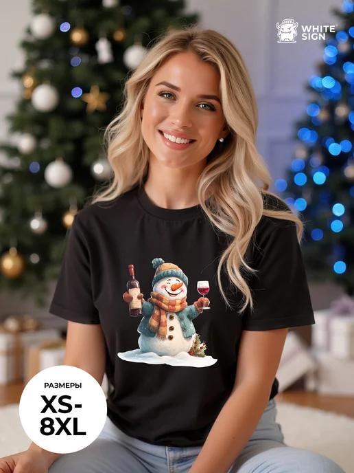 Oversized Christmas T-shirt: Cheerful Snowman 4XL