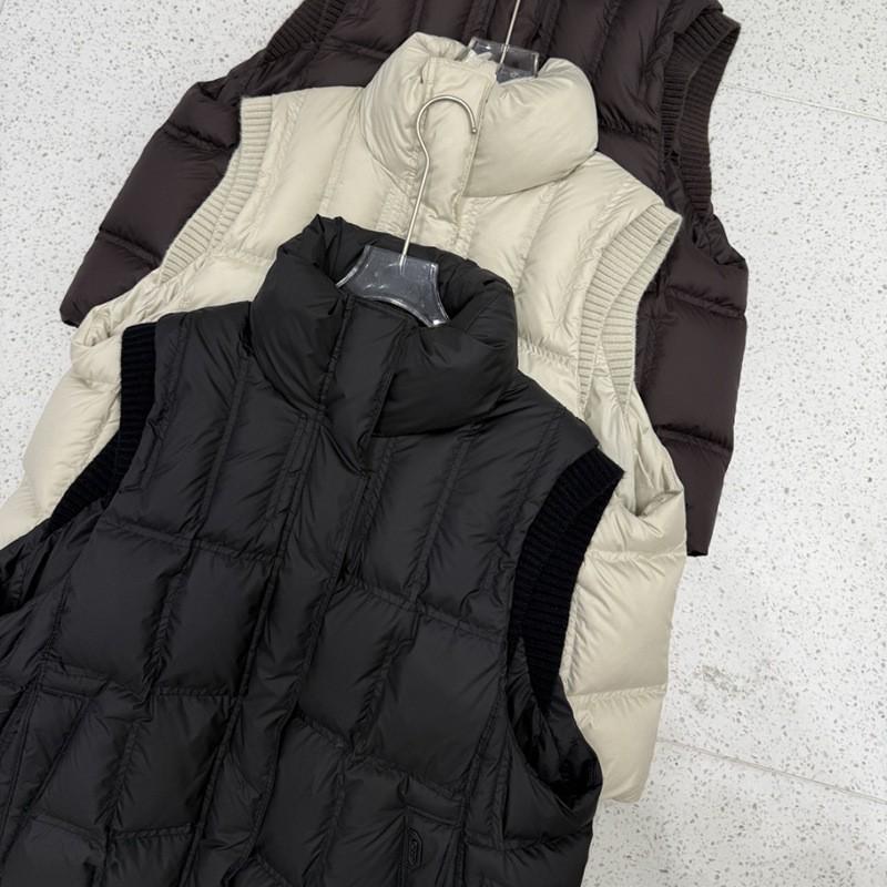 Womens 90% White Duck Down Vest With Knit Sleeve Panels Warm Slim Fit Puffer Winter 2026
