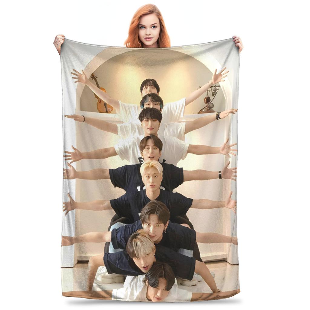 Soft Warm BlanketKids Decorative Kpop Ateez Band Throw Blanket Flannel Bedspread For Living Room Funny Sofa Bed Cover