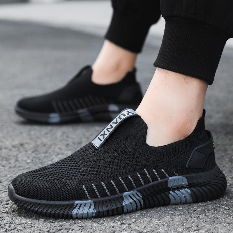 Spring and Summer Breathable Mesh Shoes All Black Thin Deodorant Breathable Large Mesh Shoes Mesh Writing Casual Work Men's Shoes
