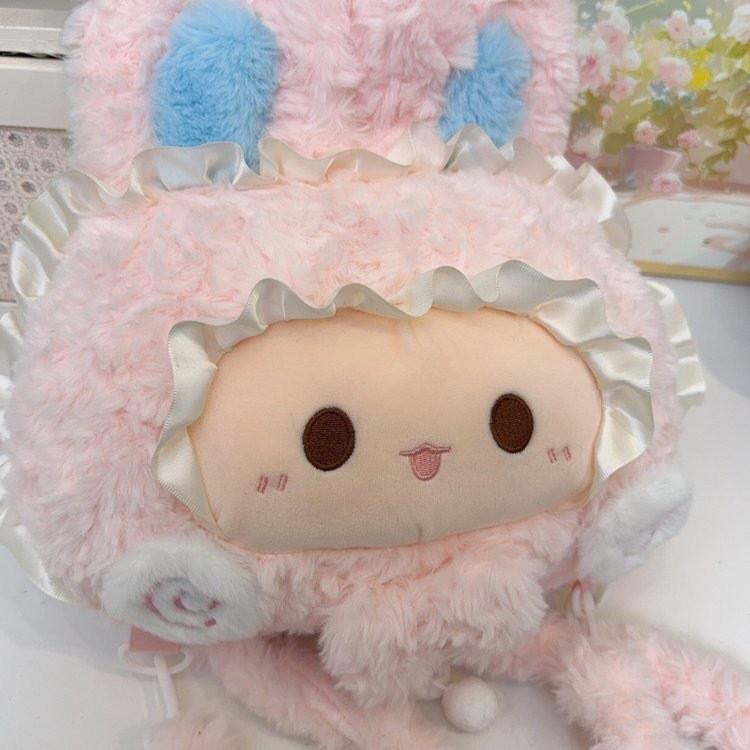 Cartoon Schaf Plüsch Rucksack für Mädchen und Frauen mit Stauraum und verstellbaren Trägern