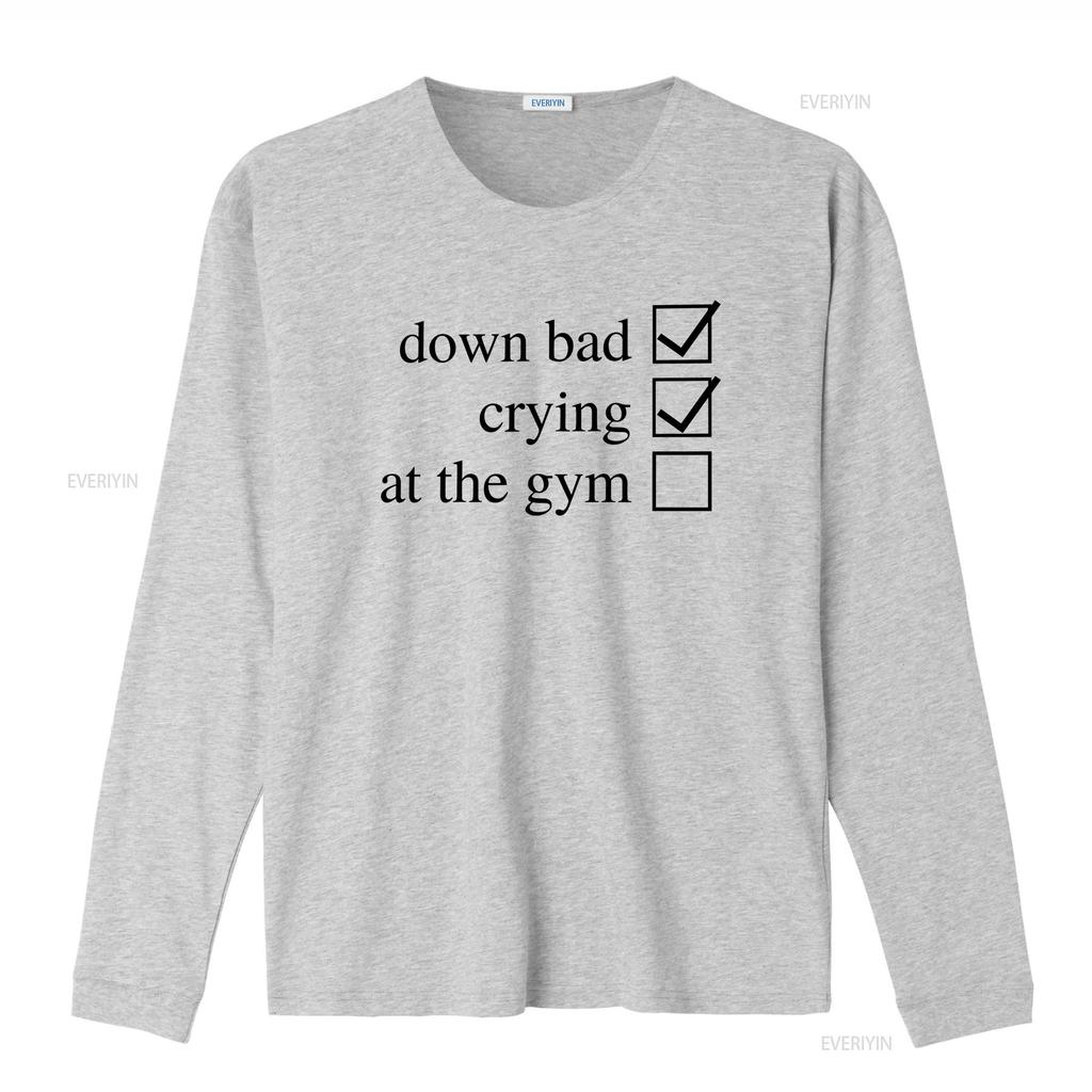 Crying at the Gym Down Bad T Shirt Pump Cover Women WorkouT vintage Washed Casual fashion Comfortable Slightly Breathable