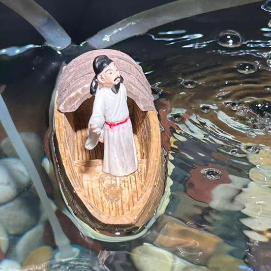 Akvárium Plovoucí Loď Ozdoba Retro Čínský Básník Li Bai Figurka Miniatura Socha Starověkého Básníka pro Akvárium Mikro Krajiny Dekorace