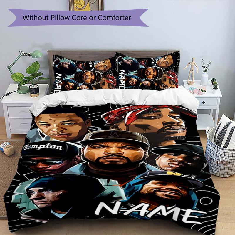 3pcs Rapper2 Cover Set - Personalized Name, HD Printed Bedding with 1 Cover and 2 Pillowcases - Perfect for Home Decor, Easy Care