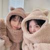 Teddy Bear Muffler, Ear-shaped Poggle Balaclava All-in-one