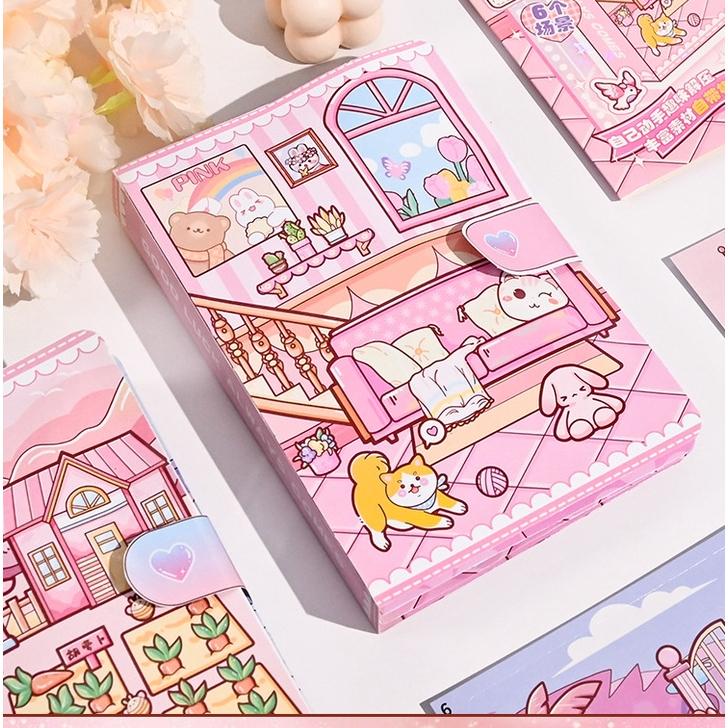 DIY Papierpuppen Aufkleber Spielzeug Pädagogisches Spielzeug Kreativ Niedlich Cartoon Mädchen Verkleiden Lebensszene Handgemacht DIY Aufkleber Papierkunst