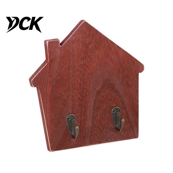 Strong Load Bearing Wood Hooks House Shape Wall Storage Hook, Traceless Adhesive Decorative Wooden Hat And Scarf Rack American Style Hanger