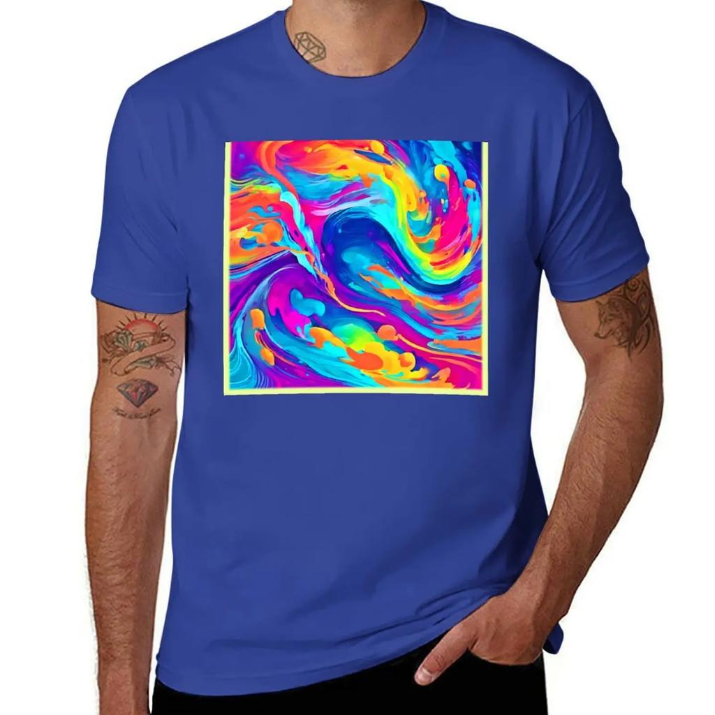 Abstract Badist Art: Vibrant Colors T-shirt summer top anime fitted t shirts for men