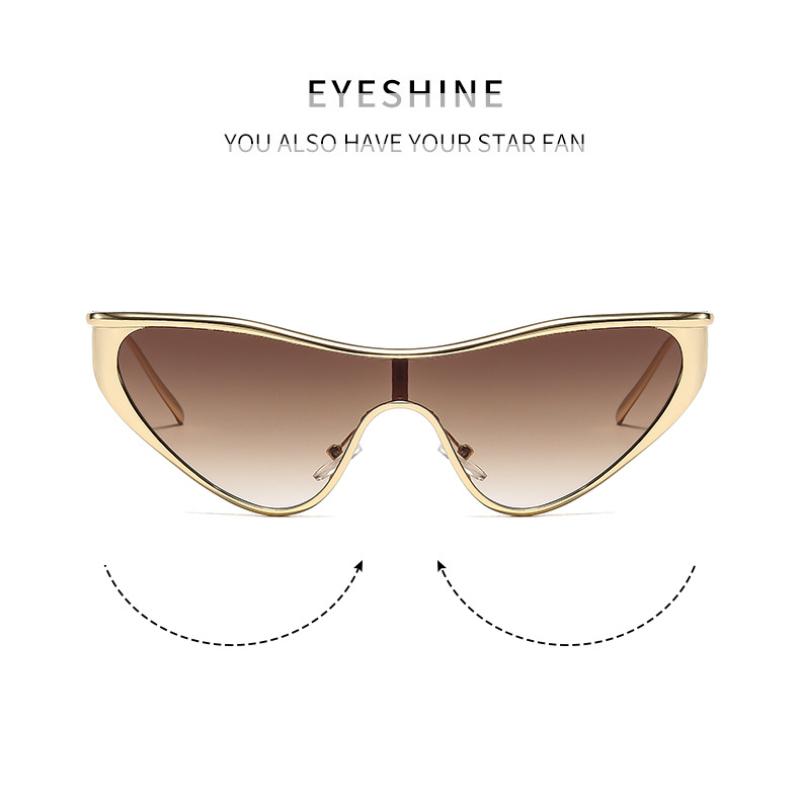 Women's sunglasses, men's and women's fashion metal one-piece cat's eye sunglasses