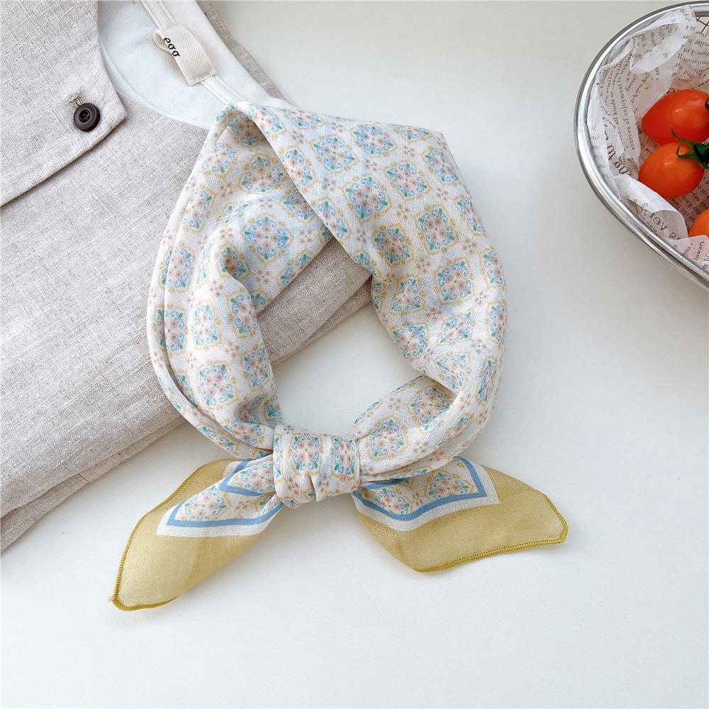 Floral Cotton Linen Print Scarves Cashew Square Handkerchief Simple Small Square Scarf  Outdoor
