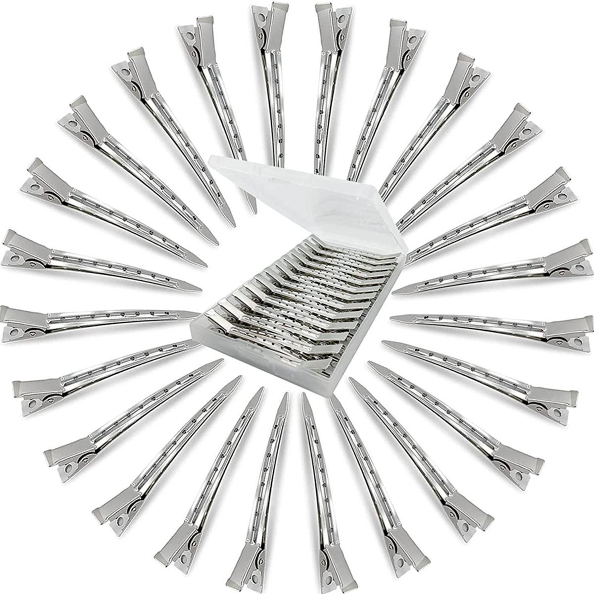 

Hair Clips for Rollers, Pin Curl Clip, Metal Duckbill Hair Clips for Women Styling, 24Pcs (3.5 Inch) Silver Larger Alligator Curl L