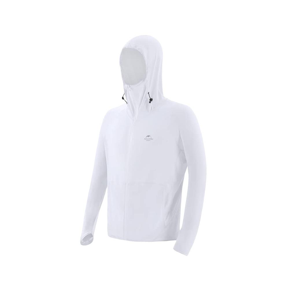 Naturehike Sunscreen Rash Guard, Unisex, UV Protection, Long Sleeve Sun Protection, Hat Included, Hoodie, Outerwear, UV Protection (M, White)