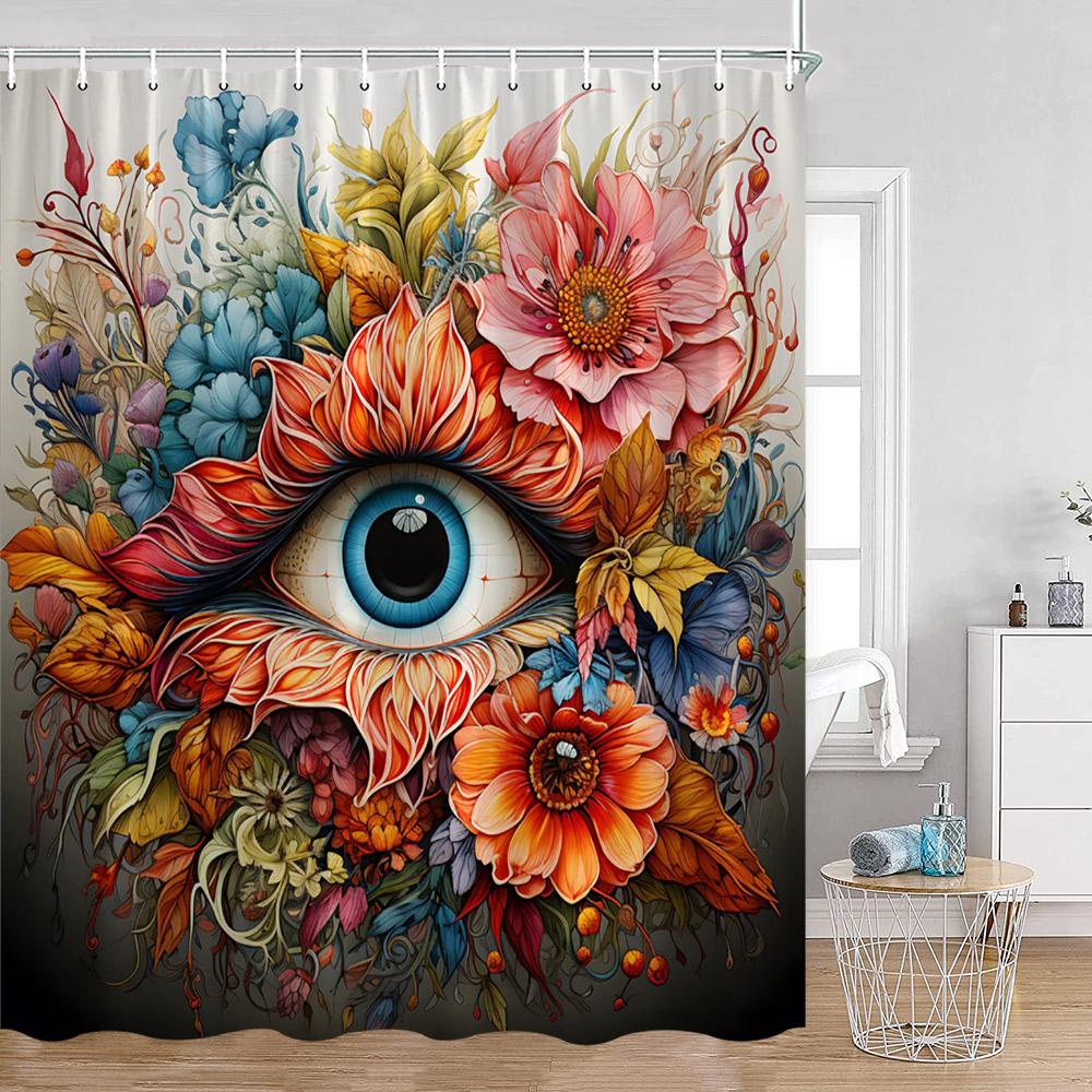 Bohemian Blume Duschvorhang Boho Floral Vintage Druck Mandala Blumen und Pflanzen Badezimmer Vorhang Polyester Bad Dekoration