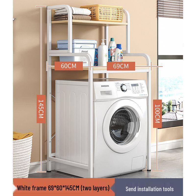 Multi-Layer Floor-Standing Adjustable Storage Rack with Trash Can Holder for Kitchen Use