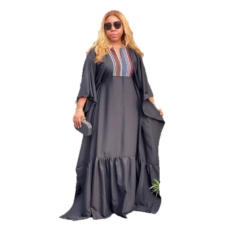 2026 summer new European and American cross-border fashion elegant striped spliced ruffle edge long-sleeved dress