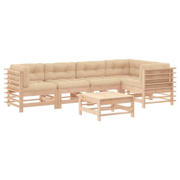 VidaXL Salon de Jardin avec Coussins 6 pcs, Canapé avec Dossier et Accoudoir, Ensemble de Meubles avec Table Basse Patio 3186004