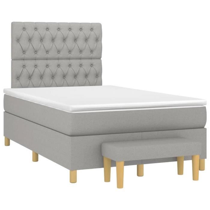 3137381 vidaXL Divan Bed with Mattress Light Grey 120x200cm Fabric