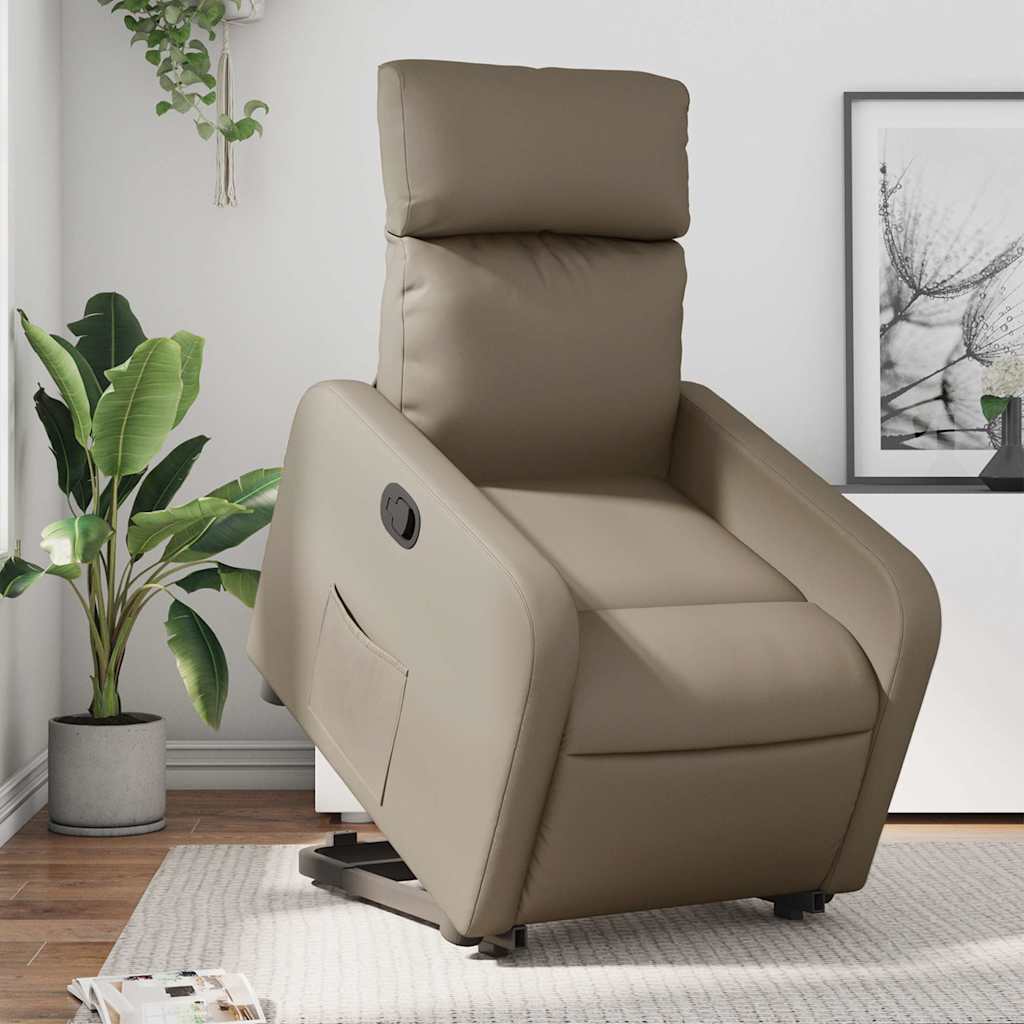 Recliner with Rising Function Cappuccino Brown Artificial Leather