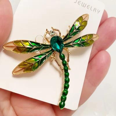 Broche de Zirconia de Color Libélula a la Moda, Pin Antiexposición para Mujer, Botón Metálico para Fijar la Ropa, Regalo para Fiesta de Bodas