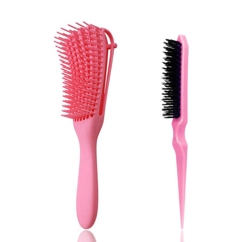 

2pcs/set scalp massage wet hair brush and plastic rat tail three row hair tearing hair styling hair brush set