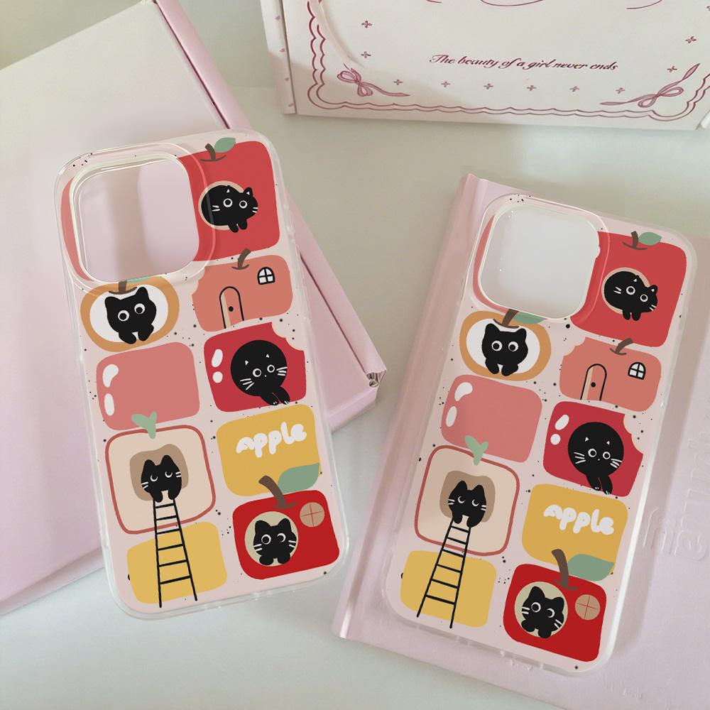 Painted Phone Case for iPhone 12 13 15 16 iPhone 16 12 13 14 15 Pro  14 15 16 Pro Max Coverage Shockproof Anti-Fingerprint Fresh Style Protective Case