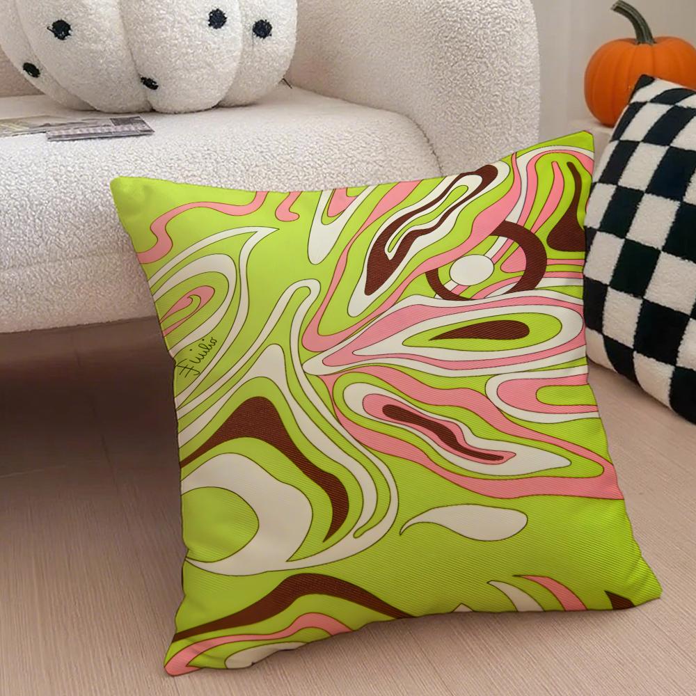 fashion vibrant EEEmilio Pucci Cushion Cover Throw Pillow Cover Hidden Button Durable Polyester Chair Cushion