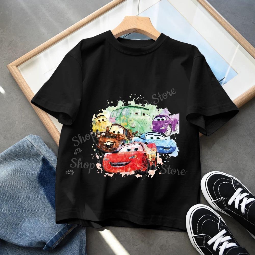 Hett 2026 Sommar Barn T-shirt Kortärmad Topp Tecknade Bilar Pixar Blixten McQueen Tryckt Pojkkläder Baby Toppar