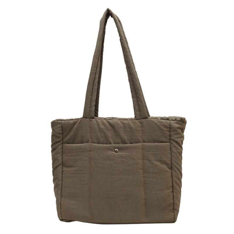 Rhombus Down Bag Autumn and Winter New Large-capacity High-end Tote Bag Women's Class Space Cotton Shoulder Bag Computer Bag