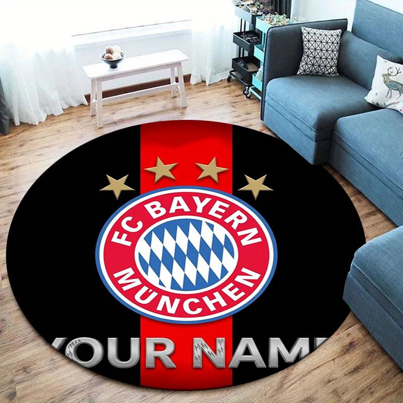FC Bayern Munchen Custom Name Round Area Rug,Carpet Rug for Living Room Bedroom Sofa Playroom Decor,Non-slip Floor Mat