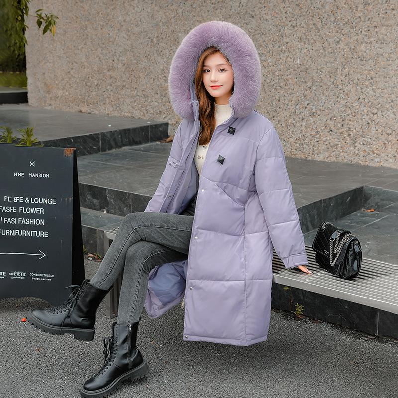 Mid-length cotton jacket autumn and winter women's down cotton jacket with hood thickened jacket 2025 Korean version loose plus size padded jacket