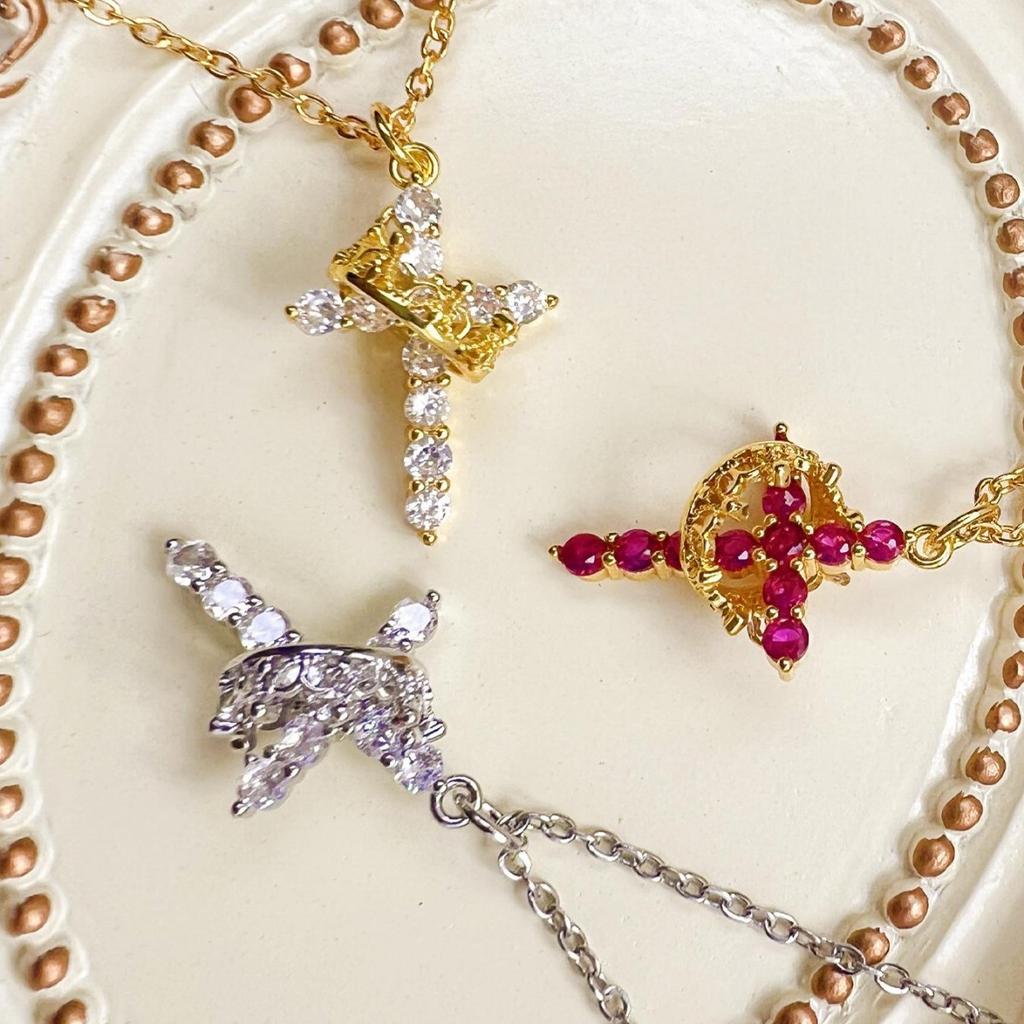 Crown Cross Rotatable Carrying Clavicle Necklace Premium Durable Quality Useful Practical Reliable Efficient Safe