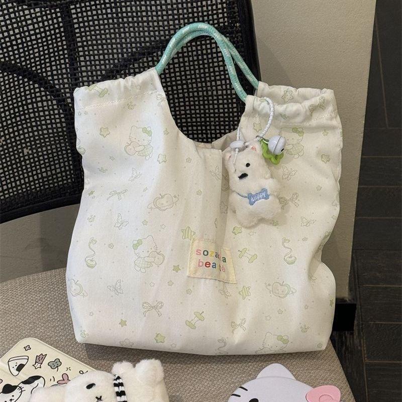 New cute floral shoulder canvas bag student female shoulder bag large capacity tote bag tote commuter bag