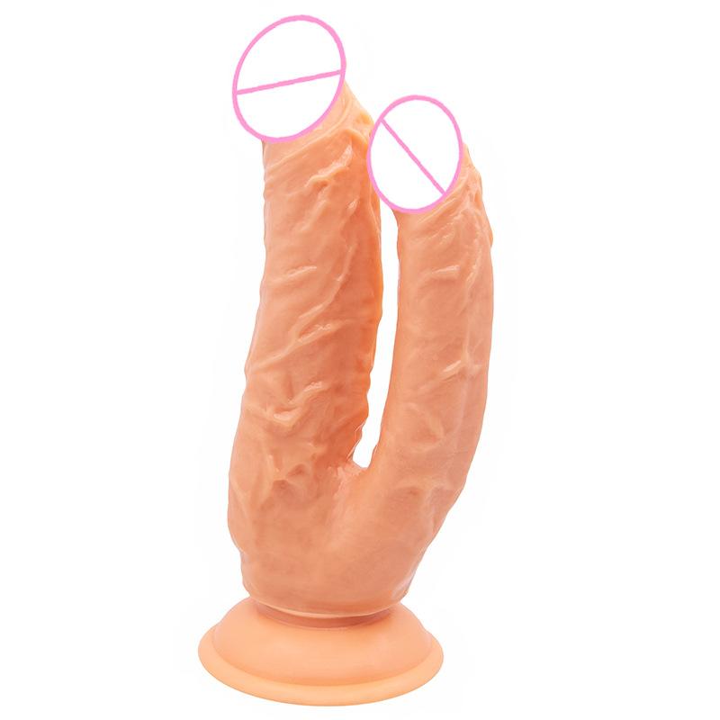 Double Head Dildo Female Soft Meat Size Double Tube Fake Penis Lesbian Female Masturbation G Spot Simulation Dildo