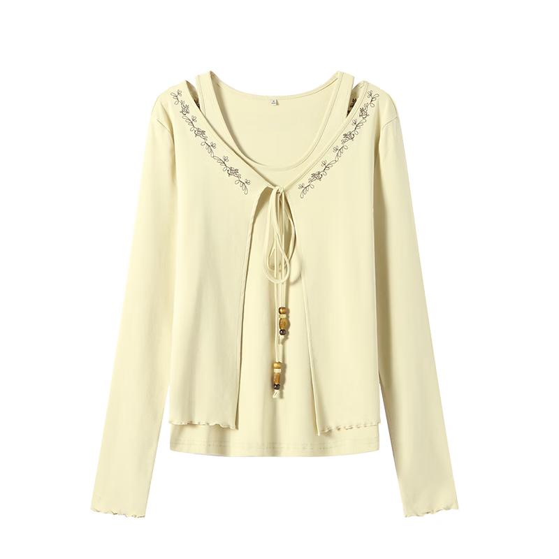Women s Tencel Long-Sleeve Embroidered Top M